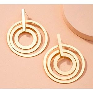 Large geometric gold hoops